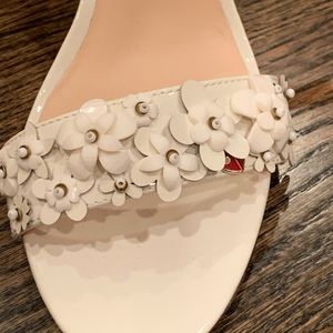 Kate Spade Flower encrusted White Heels